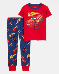 Toddler Boy Cars Snug Fit Cotton 2-Piece Pajamas - Red