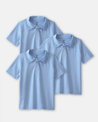 Boys 3-Pack Uniform Active Polo Shirts - Blue