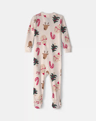 Baby 1-Piece Christmas Icon 2-Way Zip 100% Cotton Snug Fit Footed Pajama - Cream