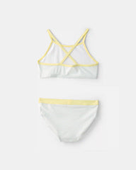 Girls 3-Piece Lemon Striped Rashguard Swimsuit Set - Blue