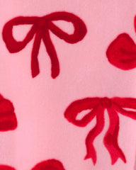 Baby Girl 1-Piece Bows 2-Way Zip DreamPlush Snug Fit Footed Pajama - Pink