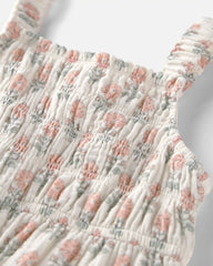 Girls Organic Cotton Gauze Jumpsuit in Rosebud Petal Print