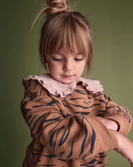 Toddler Balloon-Sleeve Pullover Sweatshirt in Tiger Print - Brown