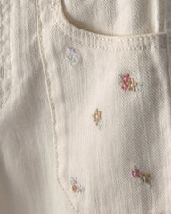 Toddler Girl Floral Twill Pants - Cream