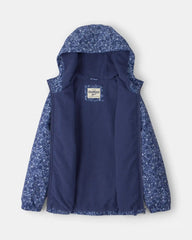 Girls Floral Midweight Jacket - Blue