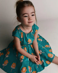 Toddler Girl Avenue Twirl™ Dress in Floral Print - Teal