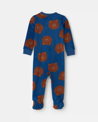 Toddler Boy 1-Piece Bear DreamPlush Snug Fit Footed Pajama - Navy Blue