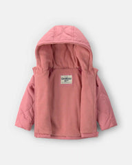 Baby Girl Hooded Midweight Quilted Jacket - Pink