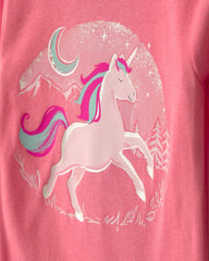 Baby Girl 4-Piece Unicorn 100% Cotton Snug Fit Pajama Set - Coral/Pink