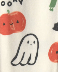 Baby Halloween Print 1-Piece Footed Pyjama - Cream