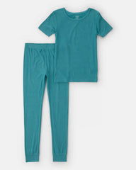 Boys PurelySoft Short-Sleeve Snug Fit 2-Piece Pajama Set - Blue