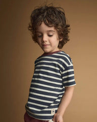 Toddler Relaxed Tee in Stripes - Navy/Burgundy
