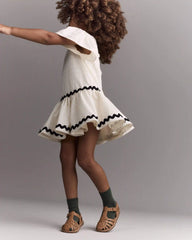 Toddler Girl Ric-Rac Short-Sleeve Dropwaist Dress - Cream