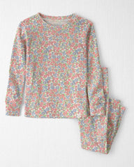 Toddler Girl 2-Piece Organic Cotton Ribbed Pajama Set in Spring Floral Print