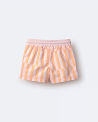 Toddler Boy Off-Center Stripe Swim Trunk - Light Pink/Orange