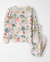 Toddler 2-Piece Organic Cotton Ribbed Pajama Set in Veggie Fruit Print