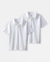 Boys 2-Pack Uniform Piqué Polo Shirts - White