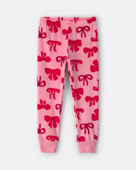 Toddler Girl 2-Piece Bows DreamPlush Snug Fit Pajama Set - Pink