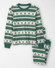 Adult 2-Piece Fair Isle Waffle Knit Pajamas Made with Organic Cotton