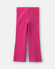 Toddler Girl Ribbed Pull-On Stretch Flare Leggings - Pink