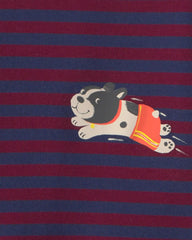 Baby Boy 4-Piece Dog Striped 100% Cotton Snug Fit Pajama Set - Burgundy/Cream