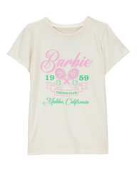 Girls Barbie™ 'Tennis Club' Short-Sleeve Graphic Tee - Ivory