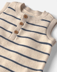 Baby Organic Cotton Knit Romper in Stripes