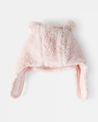 Baby Girl Sherpa Winter Hat & Mittens Set - Pink