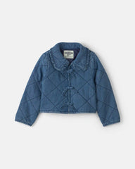 Toddler Girl Quilted Denim Jacket - Medium Wash