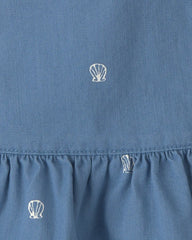 Girls Seashell Twill Ruffle Skirt - Medium Wash