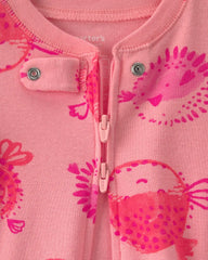 Baby Girl Pufferfish 100% Cotton 1-Piece Pajama - Pink