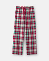 Adult Christmas Plaid Fleece Loose Fit Pajama Bottoms - Red/Green