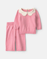 Baby Girl 2-Piece Long-Sleeve Sweater Top & Pant Set - Pink
