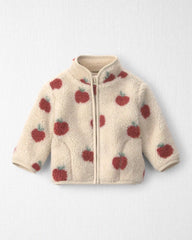 Baby Girl Recycled Teddy Fleece Jacket in Apples