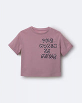 Toddler 'The World Is Mine' Rolled Cuff Tee - Mauve