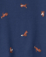 Baby Boy Fox 100% Cotton 2-Way Zip Sleep & Play Pajamas - Navy Blue