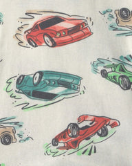 Toddler Boy Cars 100% Cotton 6-Piece Pajama Sets - Green/Cream