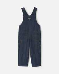 Toddler Boy Buffalo Check Denim Overalls - Dark Wash