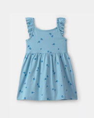 Toddler Girl Blueberry Ruffle-Sleeve Dress - Blue