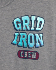 Boys 'Grid Iron Crew' Graphic Tee - Grey