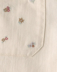 Toddler Girl Floral Twill Pants - Cream