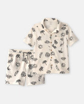Boys 2-Piece Beach Button-Down Shirt & Short Set - Ivory