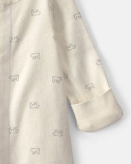 Baby Bear Long-Sleeve Sleeper Gown - Cream