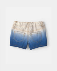 Baby Girl Ombre Twill Shorts - Blue/Ivory
