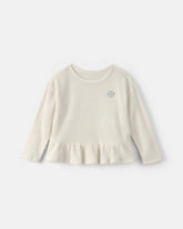 Toddler Girl Thermal Long-Sleeve Peplum Top - Cream