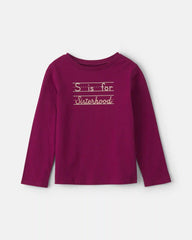 Girls 'Sisterhood' Long-Sleeve Graphic Tee - Burgundy