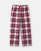 Kids Christmas Plaid Fleece Loose Fit Pajama Bottoms - Red/Green
