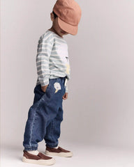 Toddler Striped Storm Long-Sleeve Relaxed Graphic Tee - Teal