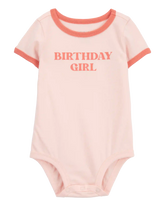 Baby Birthday Girl Short-Sleeve Bodysuit - Pink