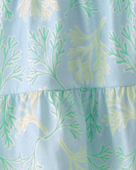Girls 2-Piece Tropical Floral Tank Top & Skirt Set - Blue
